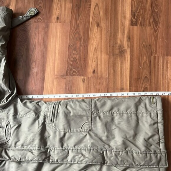 Green Parka by TNA Size M Woman’s Tan Faux Fur Lining and 4 Pockets *no hood fur - Picture 11 of 12